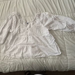 Old Navy Tiered Seersucker Long-Sleeve Swing Top for Women XXL NWT